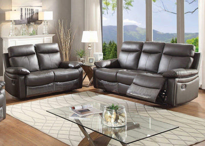 Brown 2 Piece Reclining Leather Match Sofa and Loveseat